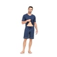 thumbnail image 5 of ANLIQI Mens 100% Cotton Pajamas Set Summer Short Sleeve Sleepwear Soft Shorts Pjs with Pockets 2 Piece Lounge Set Nightwear(Cobalt Blue,L), 5 of 6