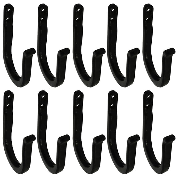Set of 10, Cast Iron Wall Hooks for Hanging, Black Rustic Decorative Coat Hooks, Heavy Duty Wall Mount for Home, Garage, and Farmhouse
