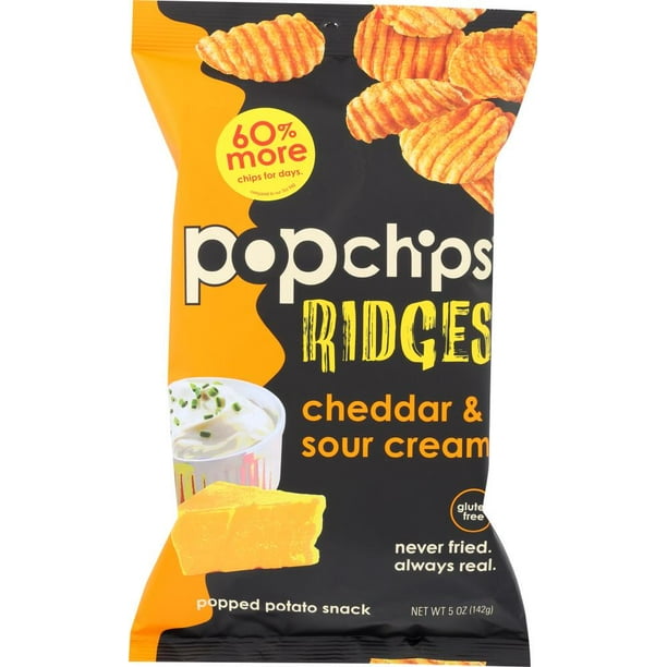 Popchips Potato Ridges, Cheddar & Sour Cream, 5 oz, (Pack of 12 ...