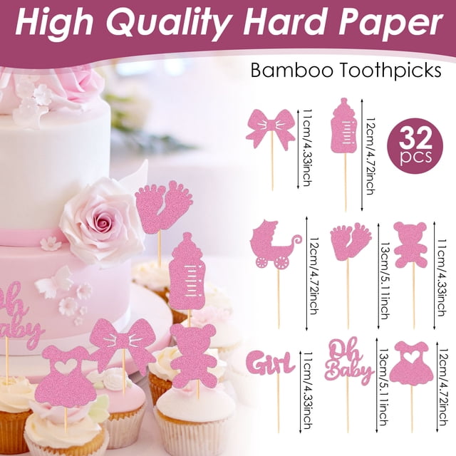 Matsuzay 32 pack/lote, decoración bonita y bonita, adornos para magdalenas de bebé para decoración de pasteles Adorable, seguridad Kits de decoración para fiestas