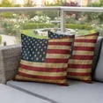 thumbnail image 4 of Independence Day Pillow Covers 2 Pack Retro American Flag Blue Star Red White Stripe Pillowcase Waterproof Outdoor Throw Pillow Cover for Patio Garden Square Cushion 16”x16”, 4 of 9