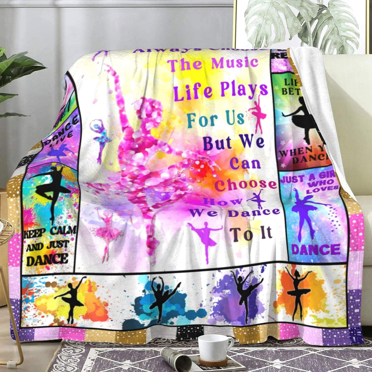 Dance Blanket Soft Cozy Bed Couch Dances Theme Throw Blankets Birthday Gifts for Teen Girls Teachers Women 50"x40"