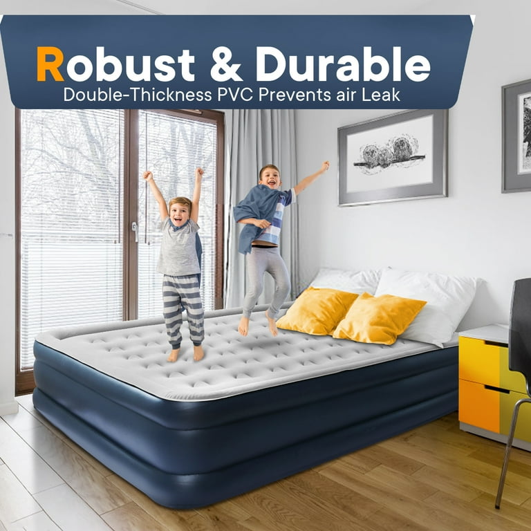 Air Mattress Inflatable Airbed Blow Up Bed with Built in Electric Pump Storage Bag Power Adapter and Car Charger Portable Air Bed for Camping