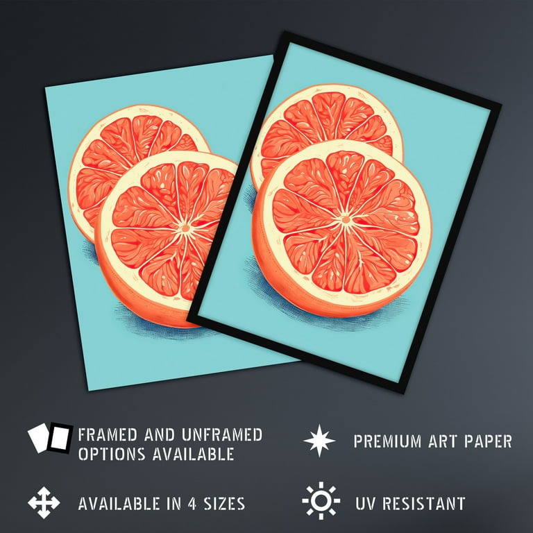 タペストリー 5本　セット まとめ　しんたろー GRAPEFRUIT Sliced Grapefruit Duotone Painting Vibrant Blue Orange Kitchen
