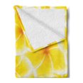 thumbnail image 2 of Yellow Soft Flannel Fleece Throw Blanket, Plumeria Frangipani Flower Blossom Pattern Hawaiian Floral Wildlife Artwork, Cozy Plush for Indoor and Outdoor Use, 70" x 90", Yellow and White, by Ambesonne, 2 of 5