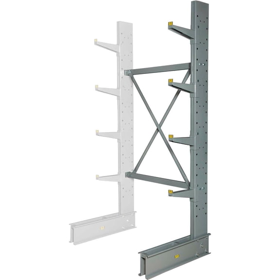 Global Industrial Single Sided Medium Duty Cantilever Add-On Rack, 2" Lip, 48"Wx33"Dx96"H