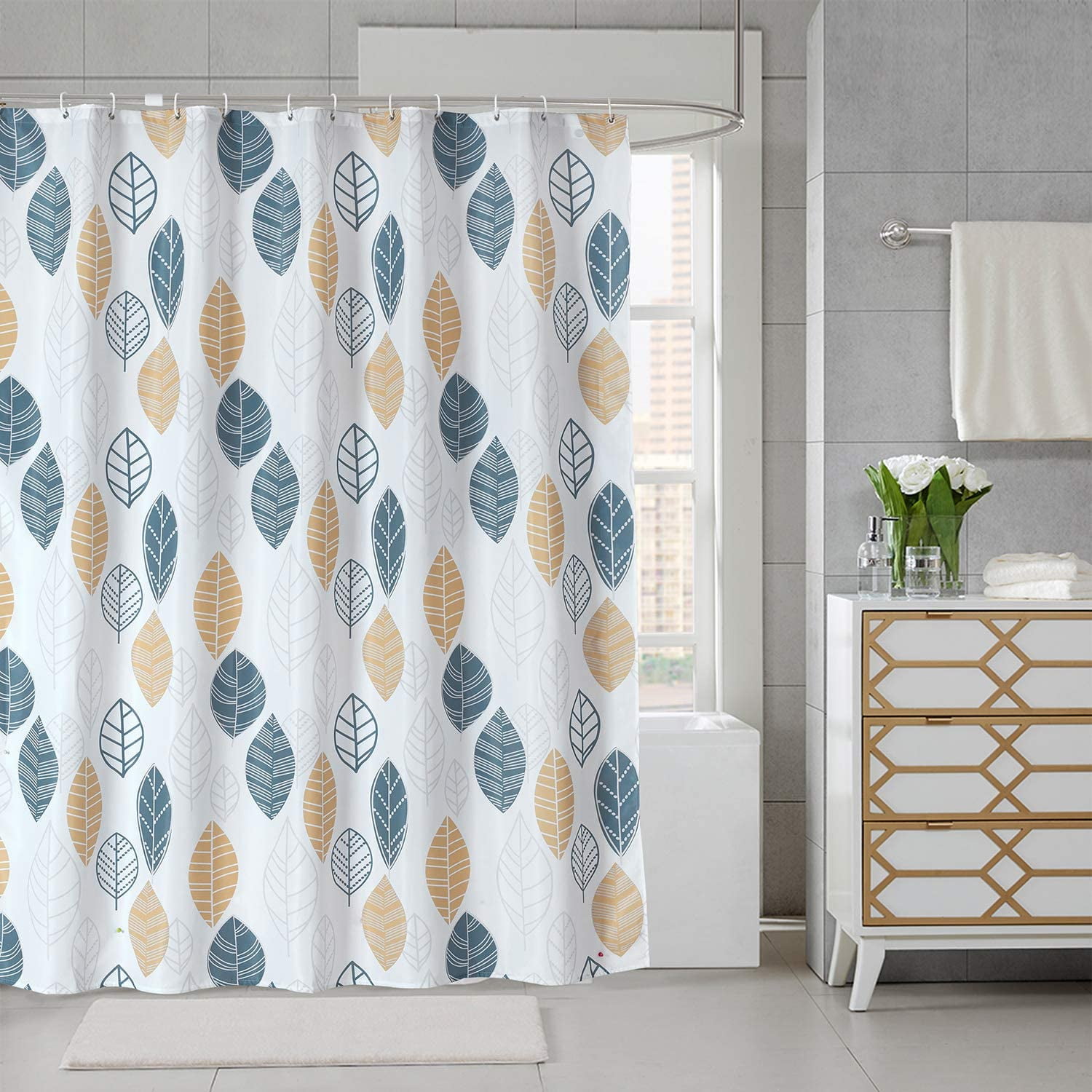 Shower Curtain Polyester Fabric Waterproof Shower Curtains for Bathroom
