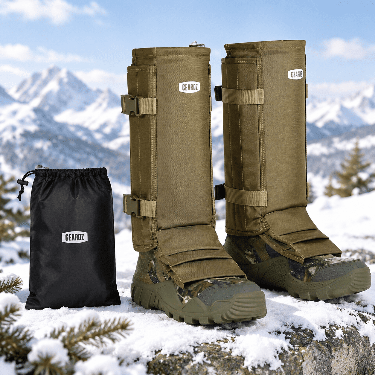 Khaki Snake Gaiters Durable Lower Anti-Snake Bite Guards for Outdoor Use