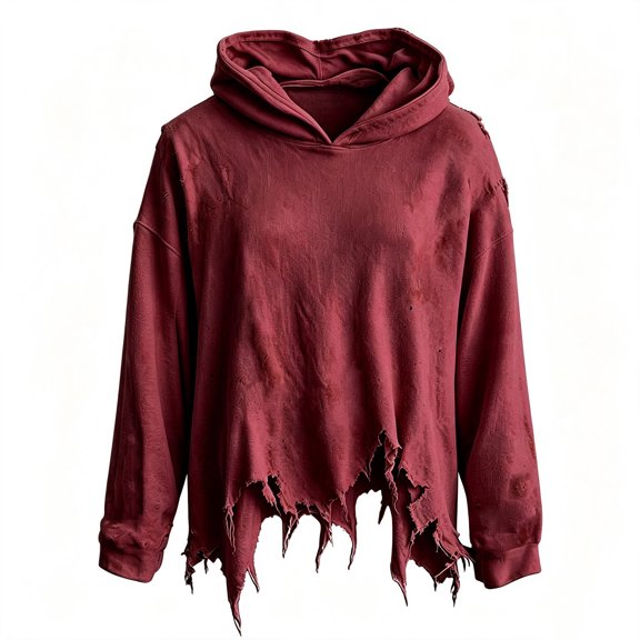 HAYIMI Kids Halloween Distressed Hoodie Ripped Hem Oversized Hooded Sweatshirt Children Long Sleeve Tops Comfort Pullover
