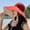 16cm brim cotton red, variant on Famous Fisherman Hat, Women's Cotton Face Covering, Version Sun Protection, UV Shading Hat, Big Edge, Versatile, Big Brim, Summer