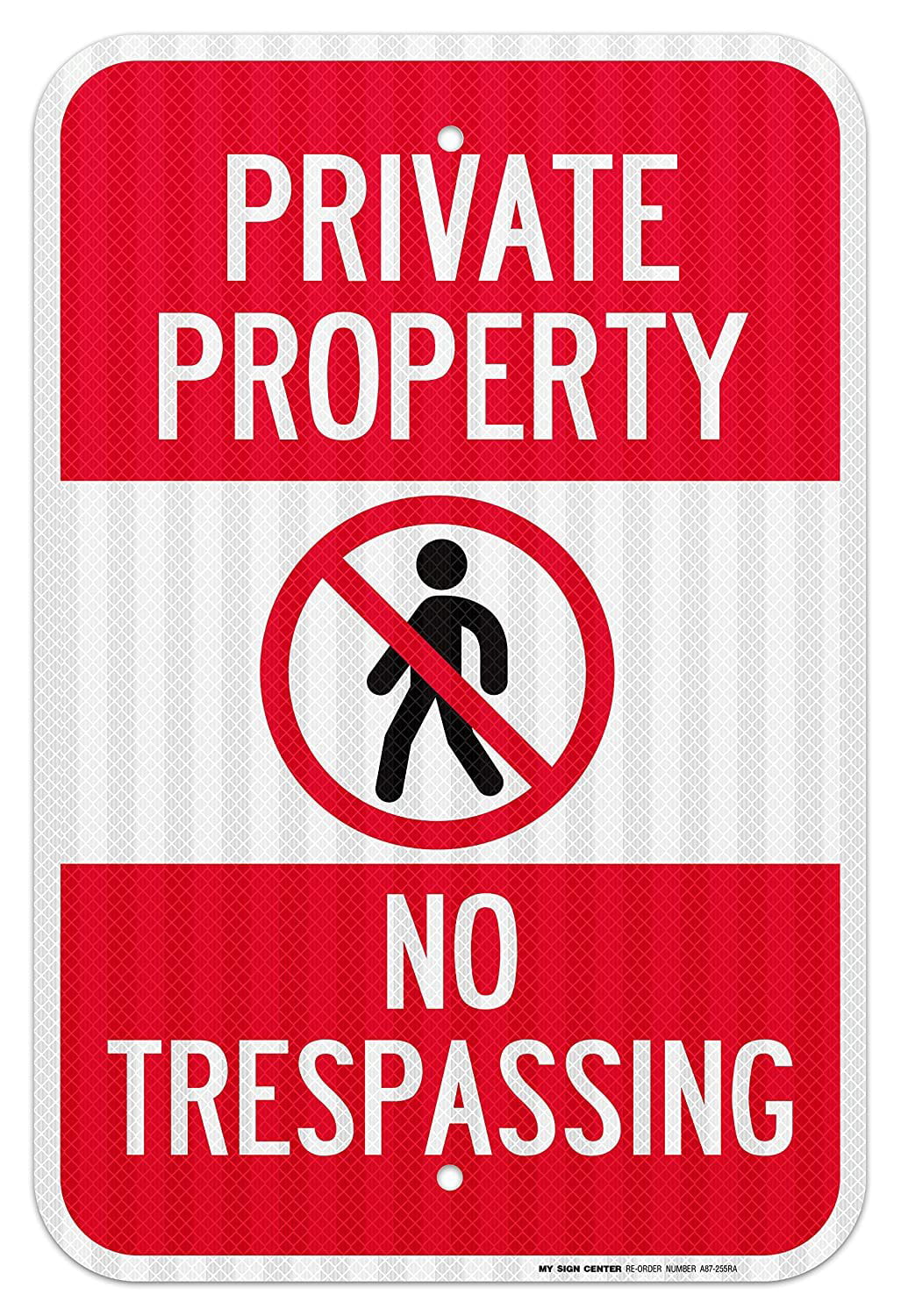 Private Property No Trespassing Warning 8"x12" Aluminum Sign
