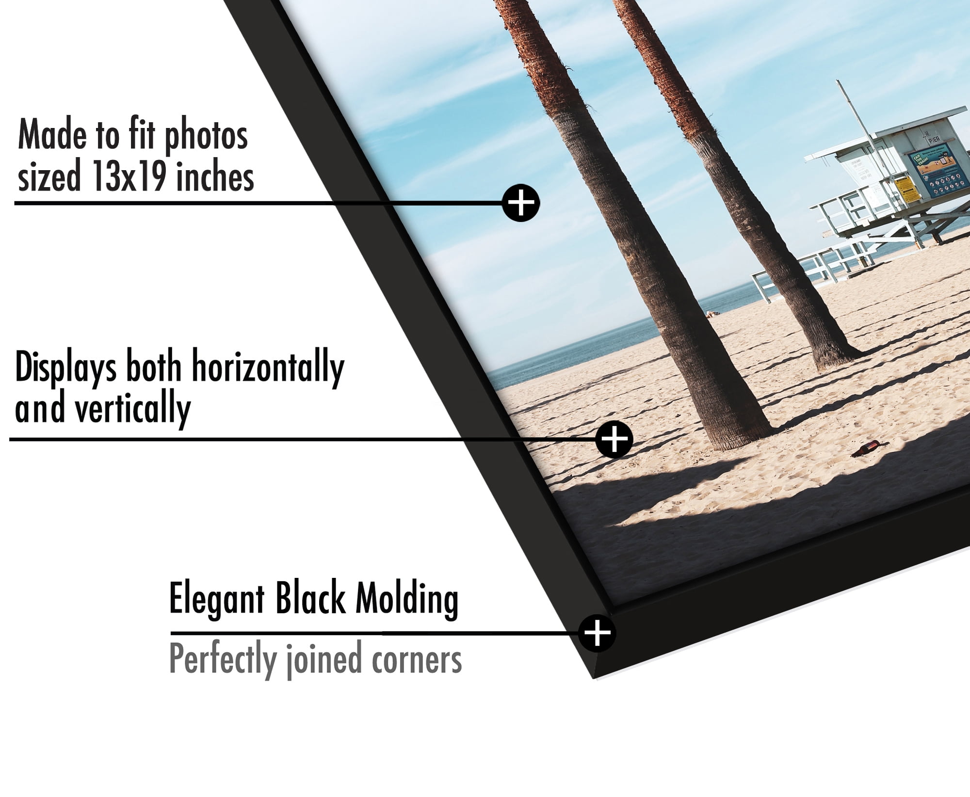 Americanflat Front Loading 13x19 Picture Frames in Black - Set of 3 Thin Frameless Plastic Frames with Shatter-Resistant Glass - Horizontal and Vertical Formats for Wall