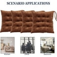 thumbnail image 5 of Set of 4 Square Chair Pads Indoor Seat Cushions Pillows with Ties Soft Comfortable Non Slip Chair Mat for Kitchen Dining Office Desk Living Room Outdoor Tatami 15.5" - Coffee, 5 of 12