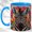 Blue, variant on Mosaic Zebra Coffee Mug, Floral Wildlife Mug, Ceramic 11 oz