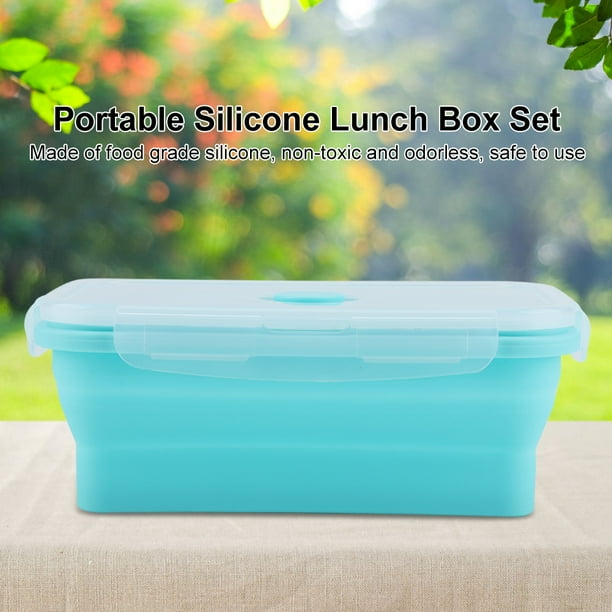 4 tama?os de silicona plegable portátil lonchera bento cajas ecológicas plegable contenedor de alimentos fiambrera 350/500/800/1200 ml (verde 1200 ml) Ecomeon no