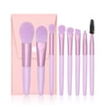thumbnail image 1 of Nvzi Juego de brochas de maquillaje, kit de 8 brochas de maquillaje de viaje, brochas cosméticas para base de maquillaje, rubor, sombra de ojos con bolsa de almacenamiento (púrpura), 1 of 4
