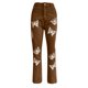 thumbnail image 4 of Pantalones vaqueros de moda informales de cintura media con estampado de mariposa y bolsillos lavados rectos para mujer Fridja  hfkajh103254, 4 of 5