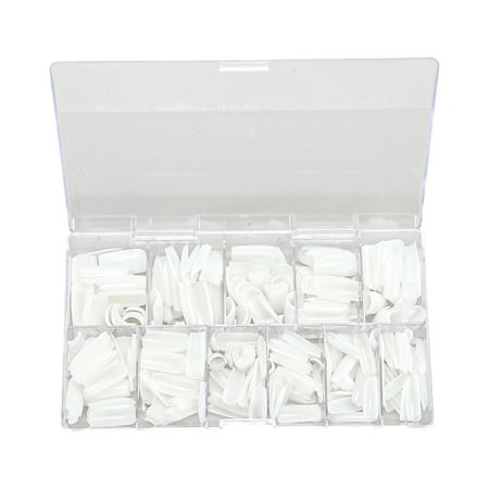 Unique Bargains 1 Set Women s Gloss Full Coverage Square Fake Nails Kit White