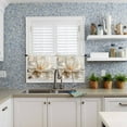 thumbnail image 6 of Retro Magnolia Kitchen Curtains and Valances Set, White Floral Vintage Pastoral Style Rod Pocket Window Valance 18 Inch Window Curtain Panels for Living Room Bedroom Laundry, 27.5x24in, 3 Pieces, 6 of 7