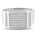 thumbnail image 2 of 925 Sterling Silver White Clear CZ Large Statement Cocktail Mens Ring Band, 2 of 2