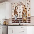 thumbnail image 3 of Dwarfs Coffee Kitchen Curtains 27.5Wx39H Inch Rod Pocket Funny Gnomes Coffee Curtains for Kitchen Vintage Cafe Bar Decor Brown Beige Buffalo Plaid Small Short Window Drapes Fabric 2 Panels, 3 of 5