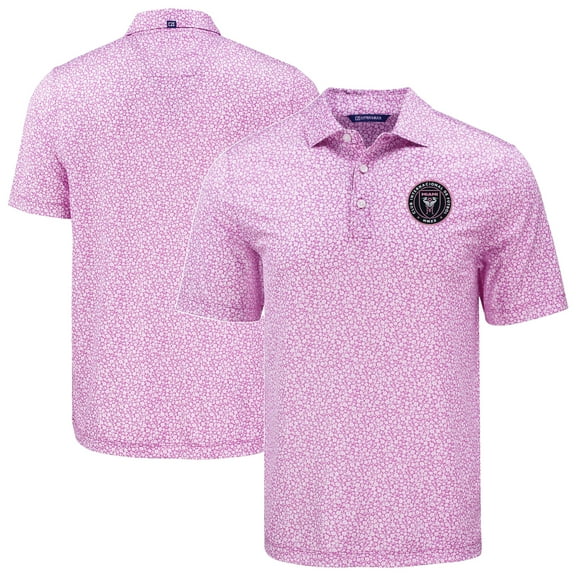 Men's Cutter & Buck  Pink Inter Miami CF Pike Eco Flora Print Recycled Polo