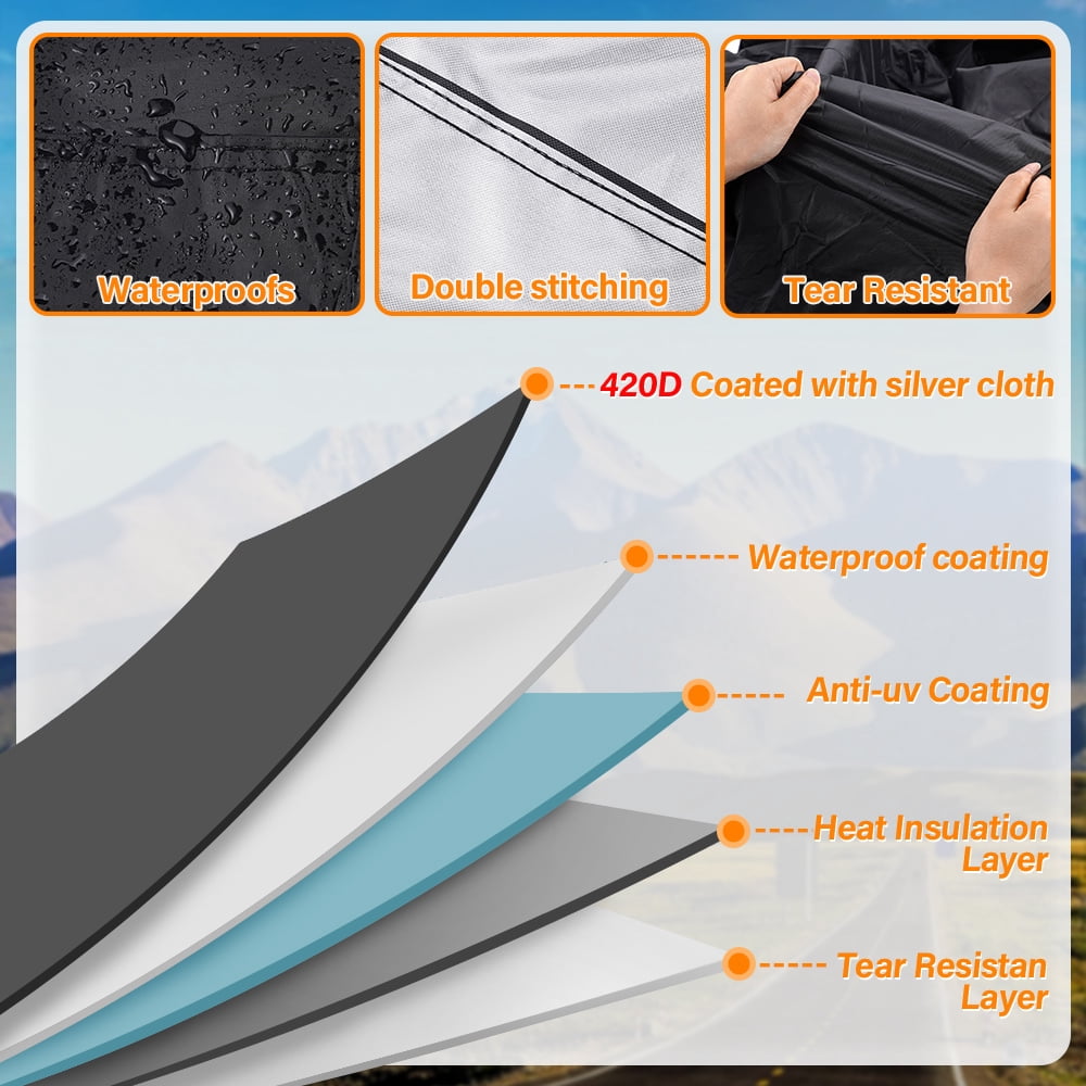 XiongXiong Motorcycle Covers Outdoor Waterproof for Harley, 420D Thicken Heavy Duty Motorcycle Cover All Weather 4XL, Black