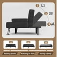 thumbnail image 7 of Homall Linen Futon Metal Legs Convertible and Removable Armrests with Cup Holders, Black, 7 of 7