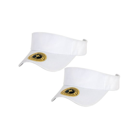 Top Headwear Summer Adjustable Visor, White 2 pack