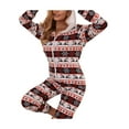 thumbnail image 4 of nvzhuang Women's Christmas Hooded Jumpsuit, Long Sleeve Zip Up V Neck Cartoon Print One Piece Pajamas, 4 of 7