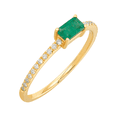 thumbnail image 2 of Women's Welry Emerald-Cut Natural Emerald Ring with 1/10 cttw Diamonds in 14kt Yellow Gold, 2 of 3