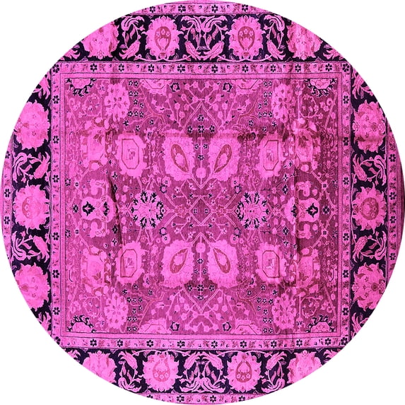 Ahgly Company Indoor Round Oriental Pink Industrial Area Rugs, 7' Round