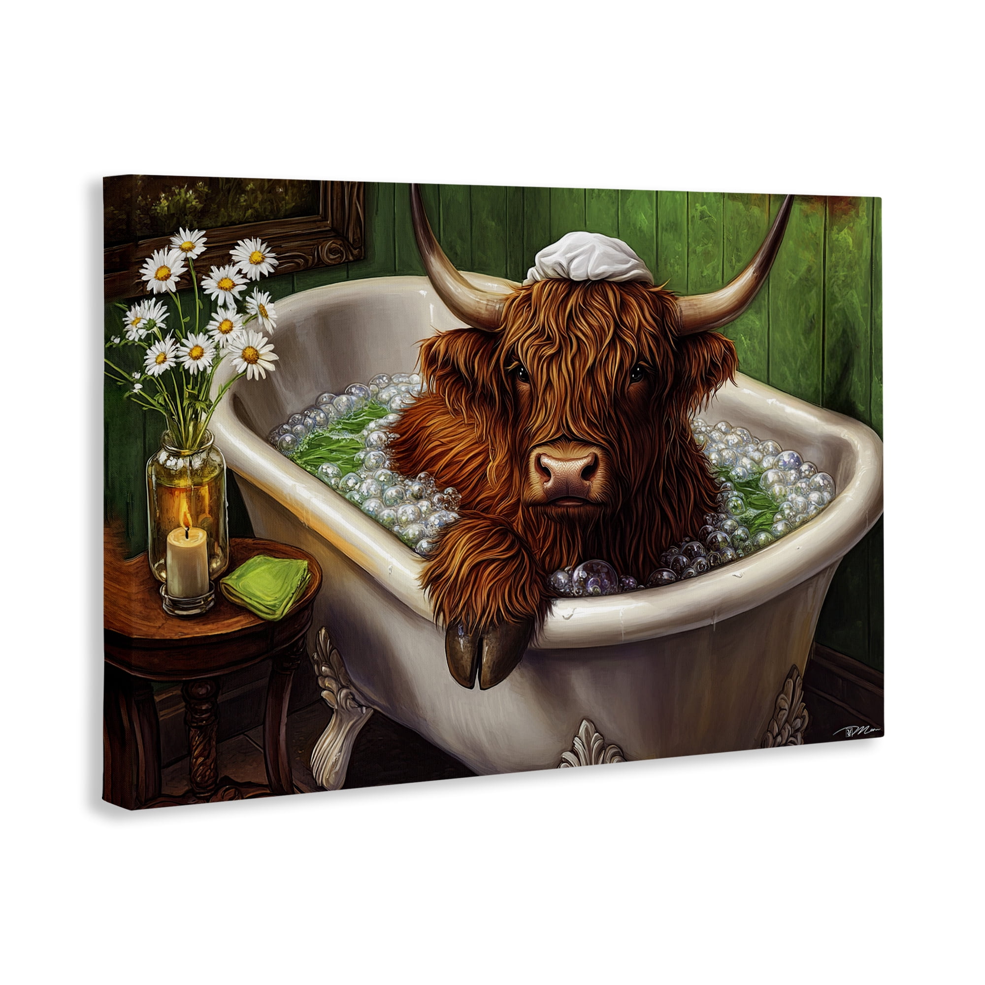 Highland in Candle Lit Bubble Bath Canvas Wall Art, design by Momart