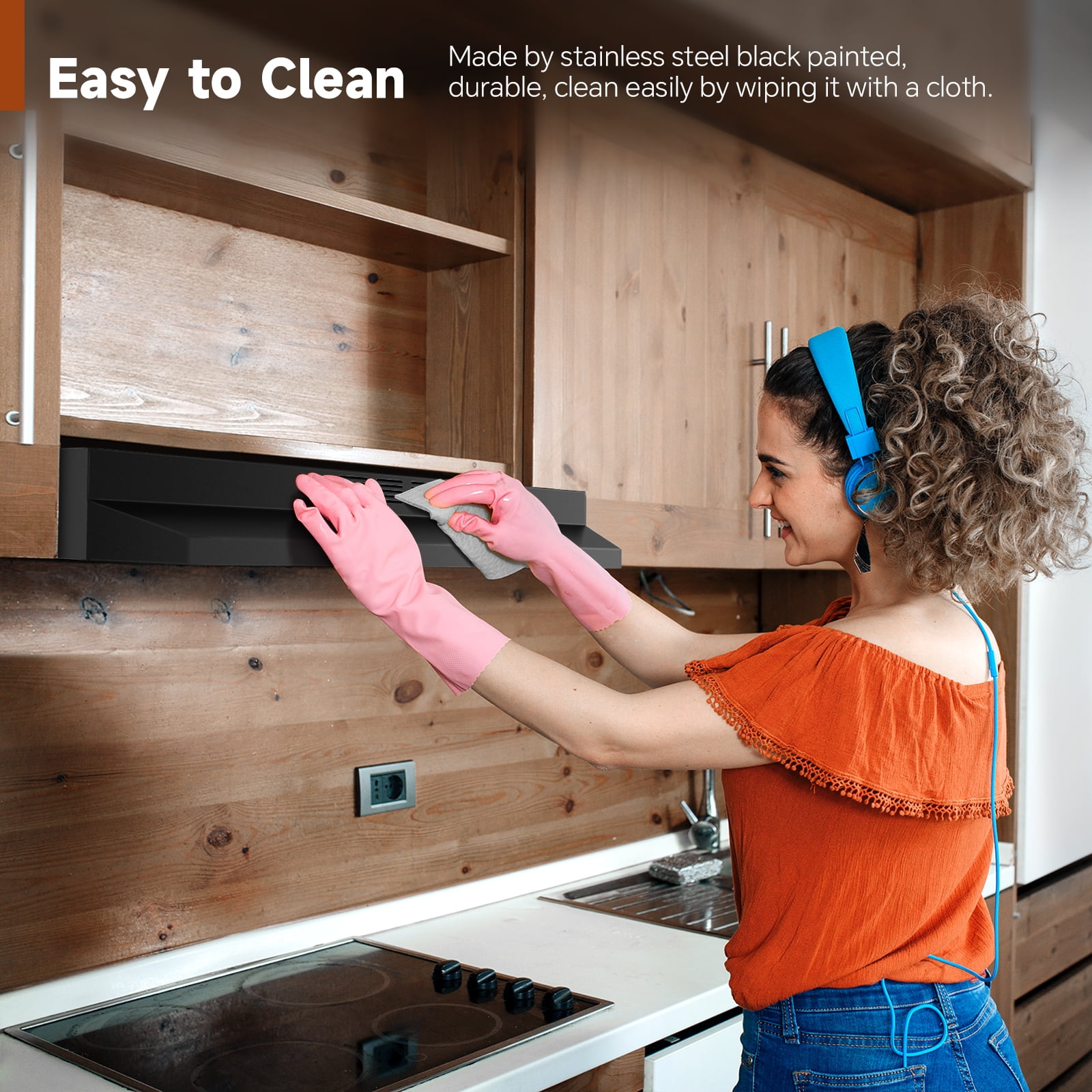 36 inch Under Cabinet Range Hood Stainless Kitchen Exhaust Vent 2 Speed with LED Bulb Filter 120V