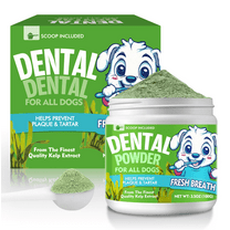 100g Dog Dental Powder, Natural Kelp Teeth Cleaning Powder for Dogs & Cats, Probiotic Plaque & Tartar Remover, Fresh Breath Treatment, No Brushing Required