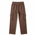 thumbnail image 5 of Dpytoraw Men's Heavy Fleece Cargo Pants Outdoor Workwear with Pockets All Season Trousers Brown M, 5 of 7