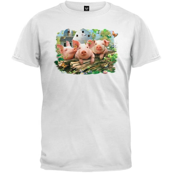 Three Little Pigs White T-Shirt - Large