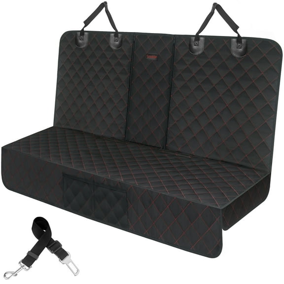 Dog Car Seat Cover, Back Seat Cover for Dogs Pet Car Seat Protector Waterproof Bench Car Seat Cover, Non-Slip Reat Seat Cover fits Middle Armrest for Most Cars Trucks SUVs - Black