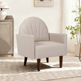 thumbnail image 5 of Toauuo Contemporary Shell-Shaped Armchair, PU Leather Upholstery & Solid Wooden Legs, Accent Chair for Living Room Balcony Study, 5 of 20