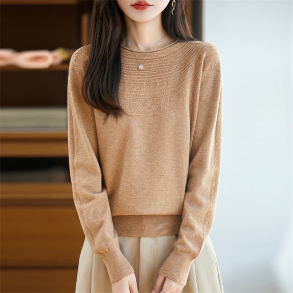 YueHuiYing Women's Fashion Casual Solid Color Semi-turtle Neck Loose Winter Knitted Sweater Pullover Top