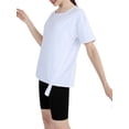 thumbnail image 2 of Women Summer Sports T-Shirt, Solid Color O-Neck Short Sleeve Quick Dry Tee Tops with Drawstring, 2 of 6