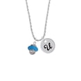 thumbnail image 2 of Delight Jewelry Silvertone Hot Blue Center Spinner Silvertone Script Initial Disc - U - Charm Necklace, 20"+3", 2 of 4
