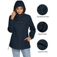 thumbnail image 2 of ZHENWEI Women's Waterproof Rain Jackets Lightweight Packable Raincoats Outdoor Hooded Windbreaker with Pockets, 2 of 6