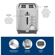 GE 2-Slice Toaster with Extra Wide Slots and Removeable Crumb Tray, Stainless Steel