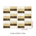 thumbnail image 3 of 6 Pcs Peel and Stick Tiles Stickers Mosaic Brick Pattern 5.91" x 11.81" Beige Brown Gray Wall Decals Marble DIY Decor Removable Backsplash, 3 of 7