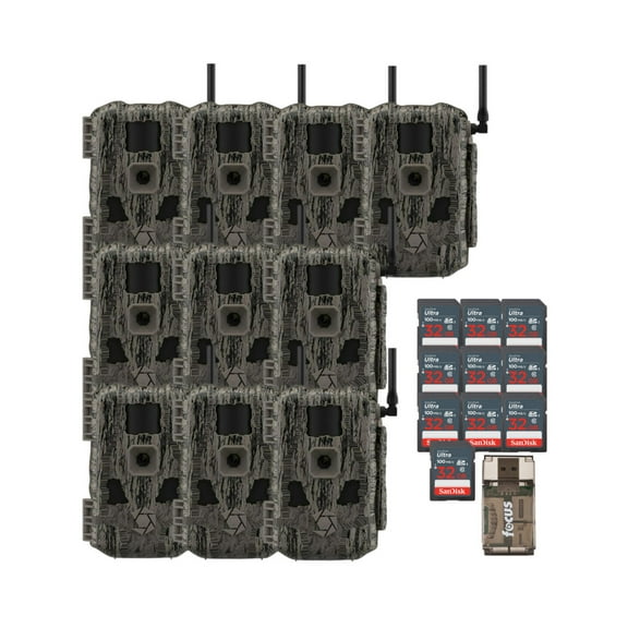 Stealth Cam Fusion MAX 2.0 36MP Cellular Wireless Trail Camera (10-Pack) Bundle with 32 GB Memory Card and Card Reader