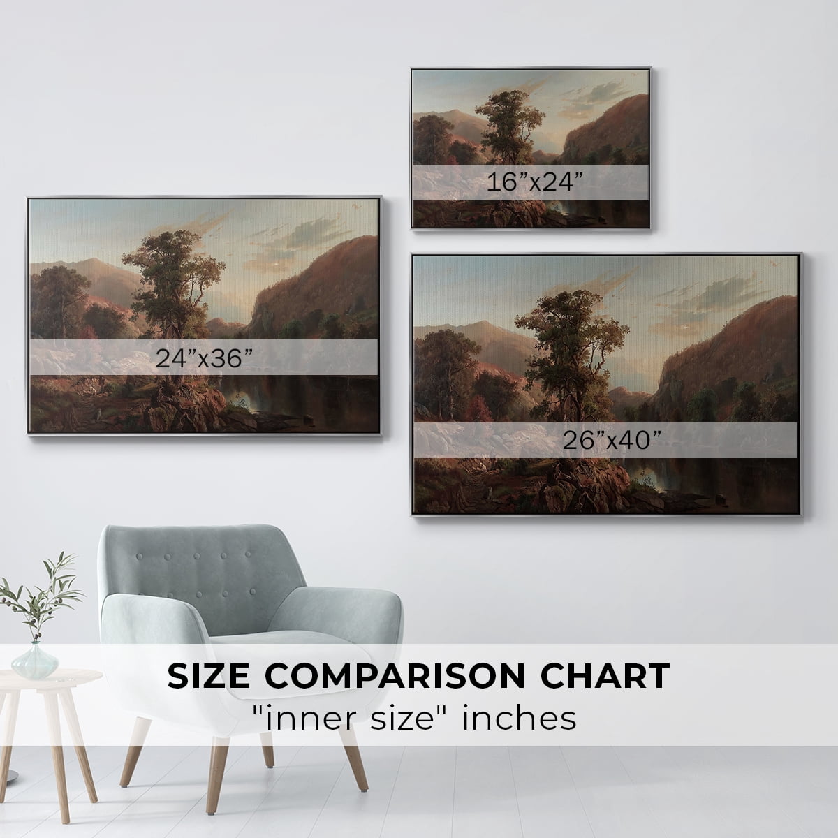 Vintage Landscape-CCCXXX By Wexford Home Framed in Silver Wood Gallery Wrapped Canvas 25 in. x 37 in.