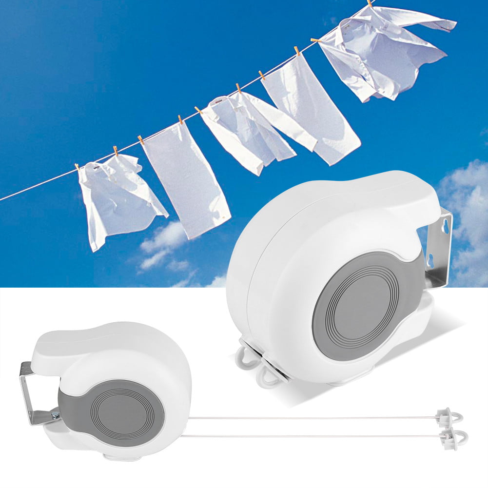 HERCHR Drying Clothes Line, Retractable Clothes Line, 13m Wall-Mounted ...