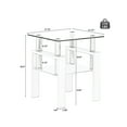 thumbnail image 2 of Euroco Set of 2, Modern Tempered Glass Tea Table Coffee Table End Table, Square Table for Living Room, Transparent/White, 2 of 6