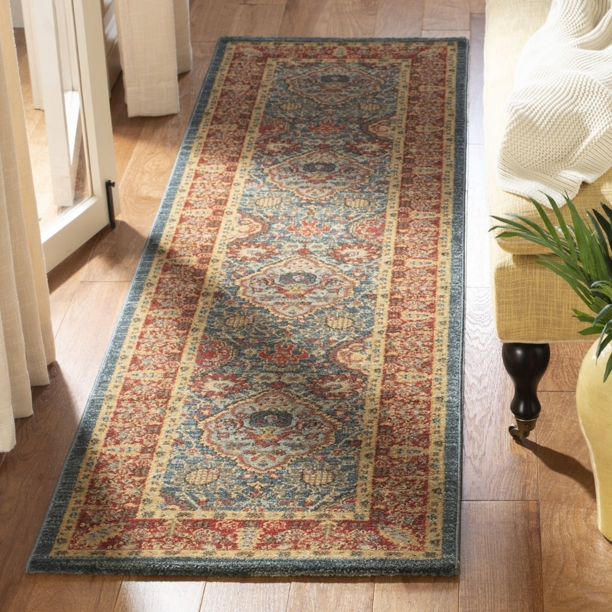 SAFAVIEH Mahal Napier Alfombra Oriental para Ãrea, Azul Marino/rojo, 9' x 12'